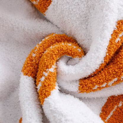 Pumpkin Cozy Knitted Fleece Throw