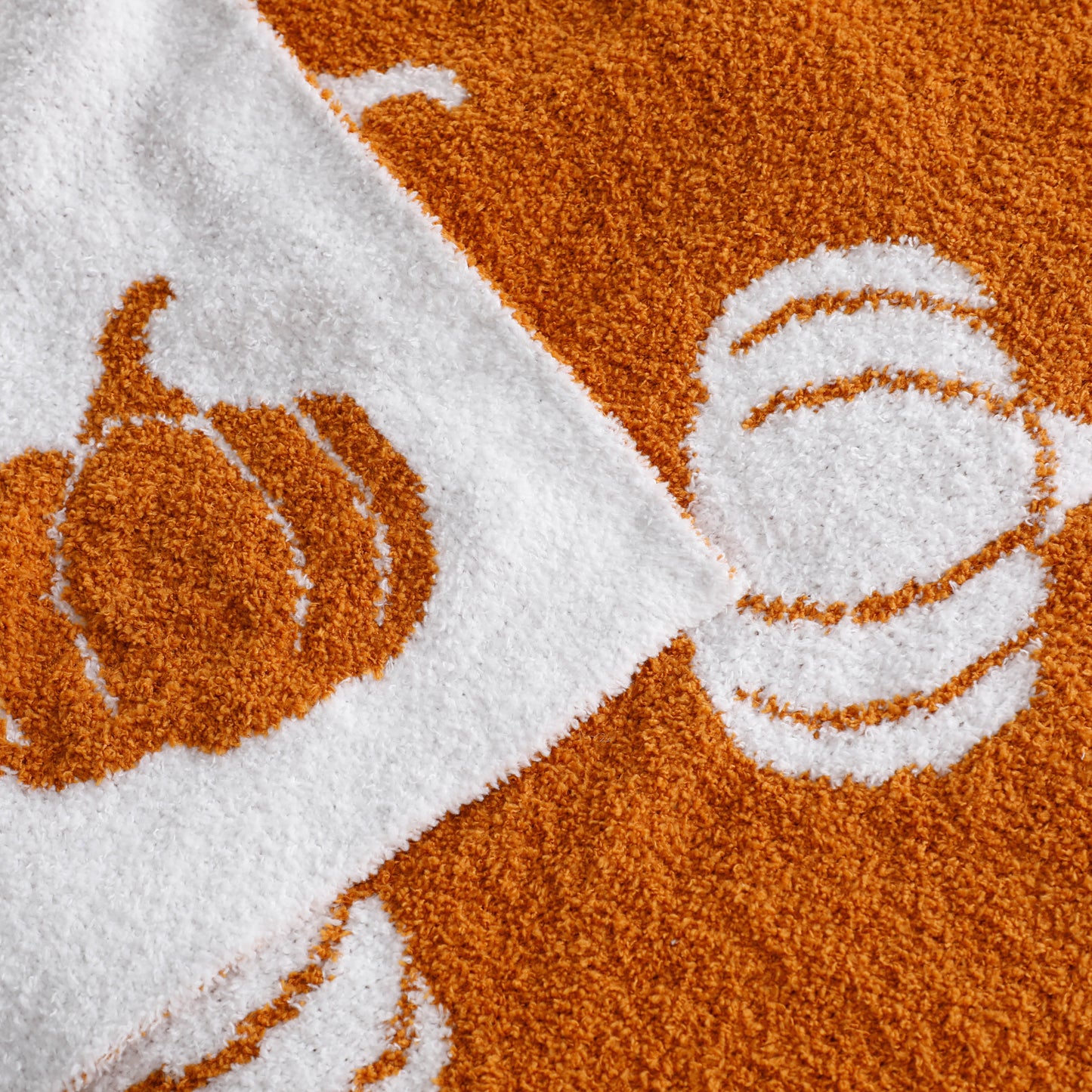 Pumpkin Cozy Knitted Fleece Throw