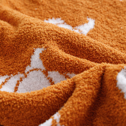 Pumpkin Cozy Knitted Fleece Throw