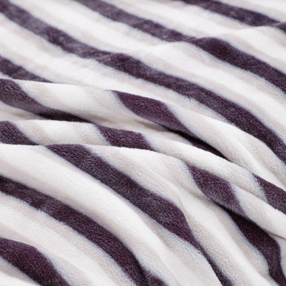 Purple Stripe Flannel Blanket Throw
