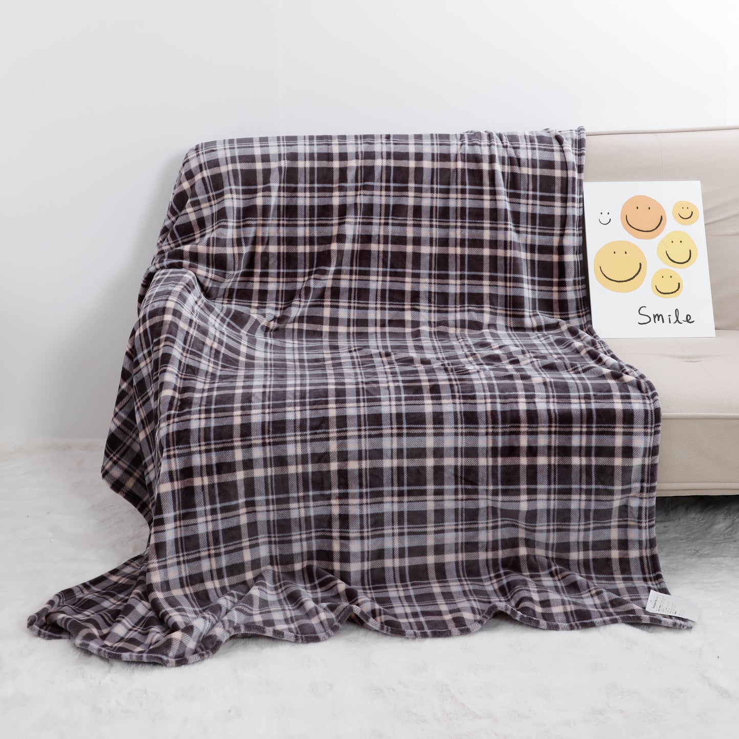 Brown Plaid Flannel Blanket