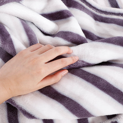 Purple Stripe Flannel Blanket Throw
