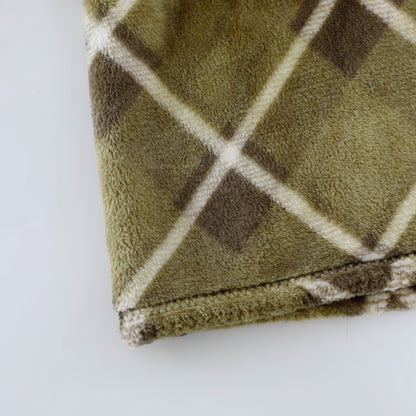 Green Plaid Flannel Blanket Throw