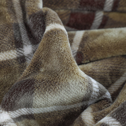 Green Plaid Flannel Blanket Throw