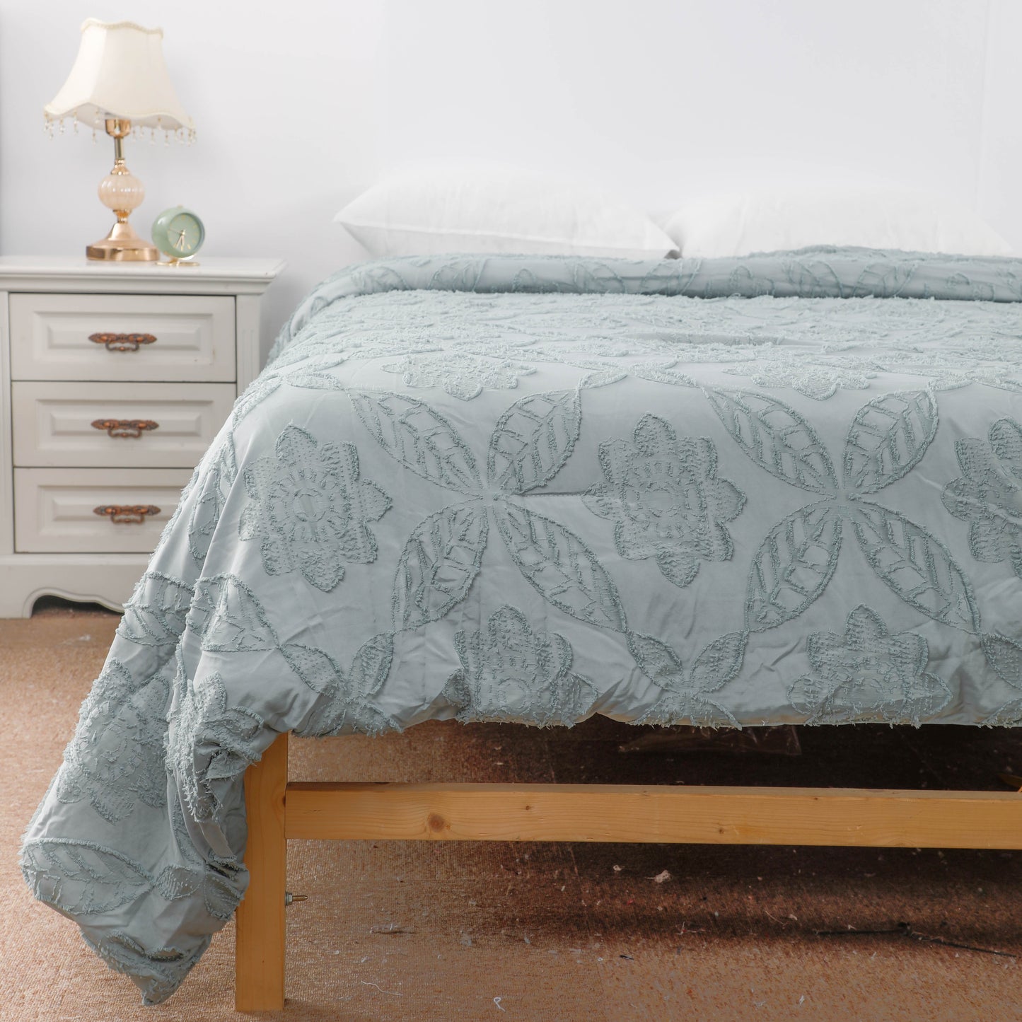 Green Textured Tufted Comforter Sets