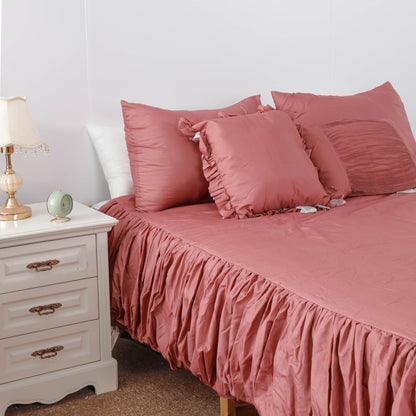 Burgundy Ruffled Duvet cover Sets