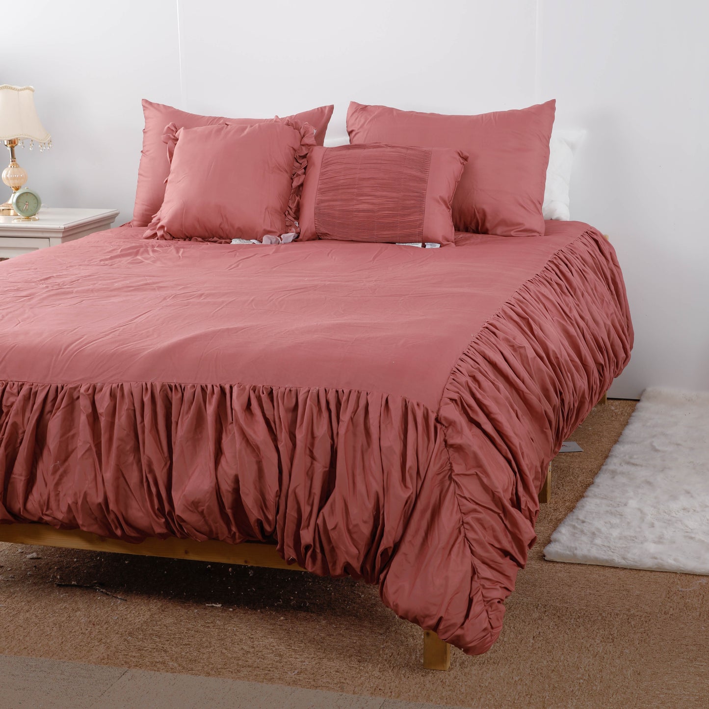 Burgundy Ruffled Duvet cover Sets