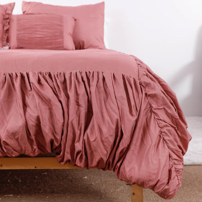 Burgundy Ruffled Duvet cover Sets