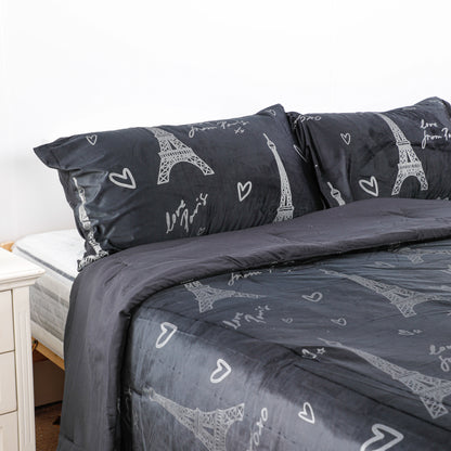 Black Eiffel Tower Print Duvet cover Sets