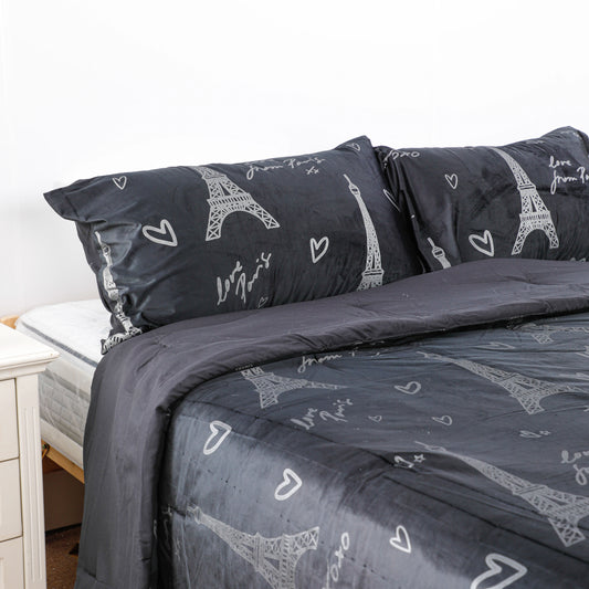 Black Eiffel Tower Print Duvet cover Sets
