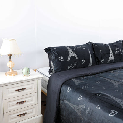 Black Eiffel Tower Print Duvet cover Sets