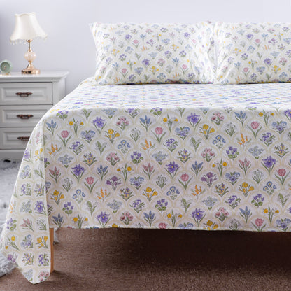 Multicolored Flower Print Bed Sheet Set