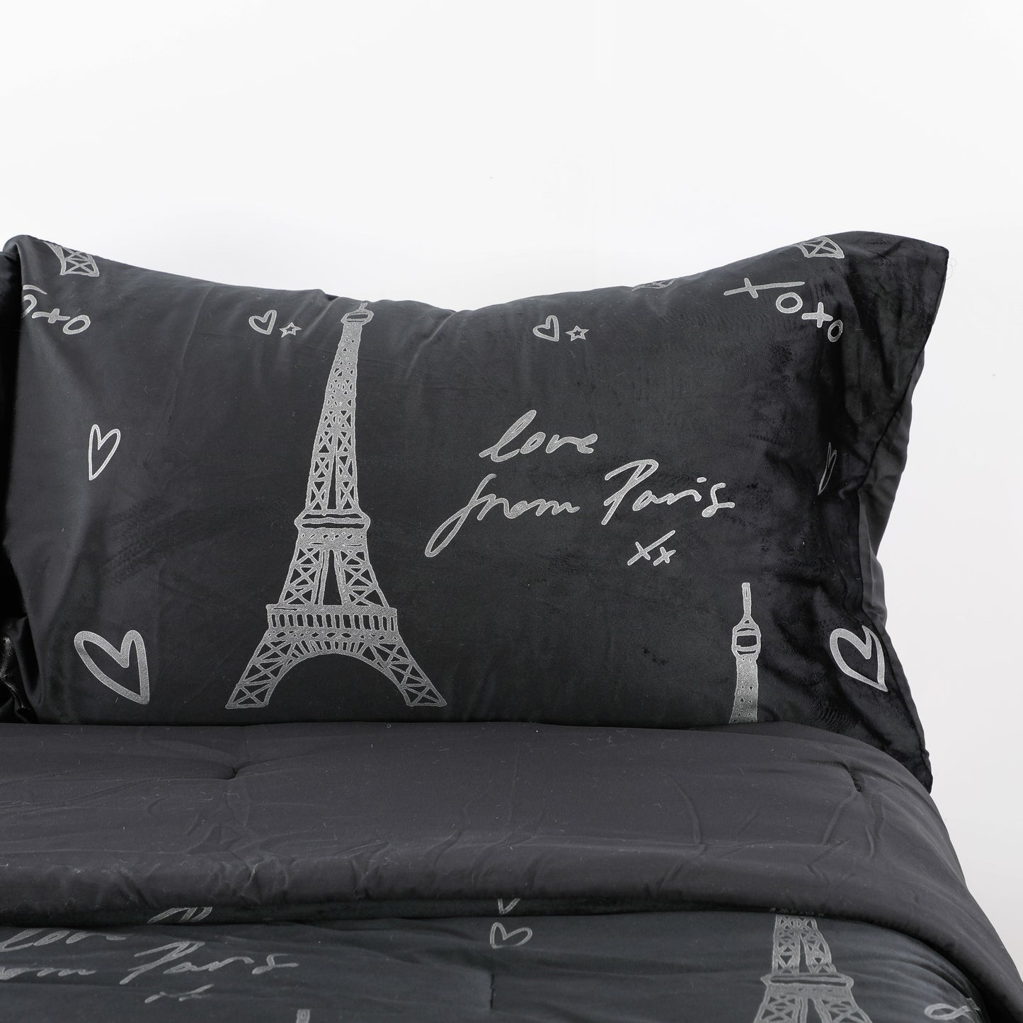 Black Eiffel Tower Print Duvet cover Sets
