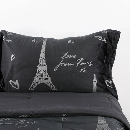 Black Eiffel Tower Print Duvet cover Sets