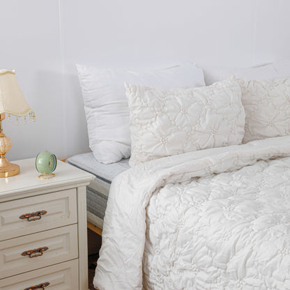 Ruched Floral Comforter Sets