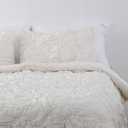 Ruched Floral Comforter Sets