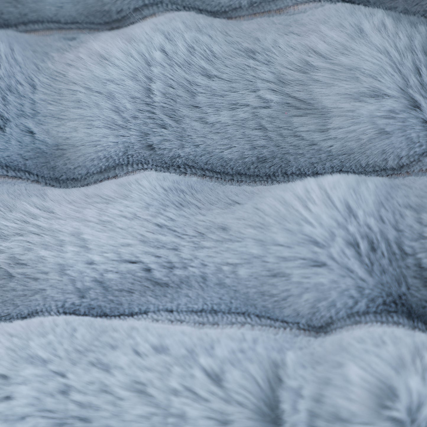 Blue Thick-Striped Faux Fur Plush Throw