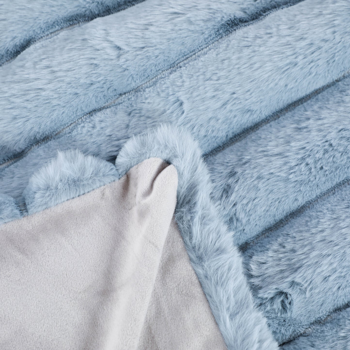 Ribbed Faux Rabbit Fur Blanket