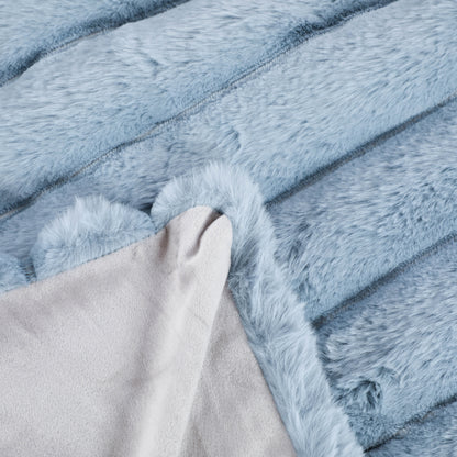 Ribbed Faux Rabbit Fur Blanket