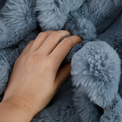 Ribbed Faux Rabbit Fur Blanket