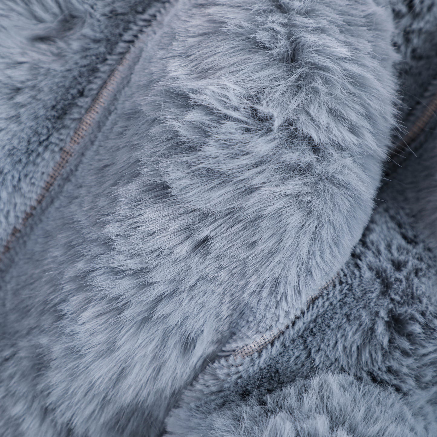 Blue Thick-Striped Faux Fur Plush Throw