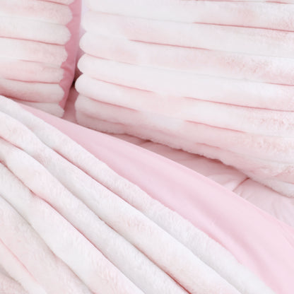 Wholesale Horizontal Stripe Rabbit Hair Duvet Cover Set