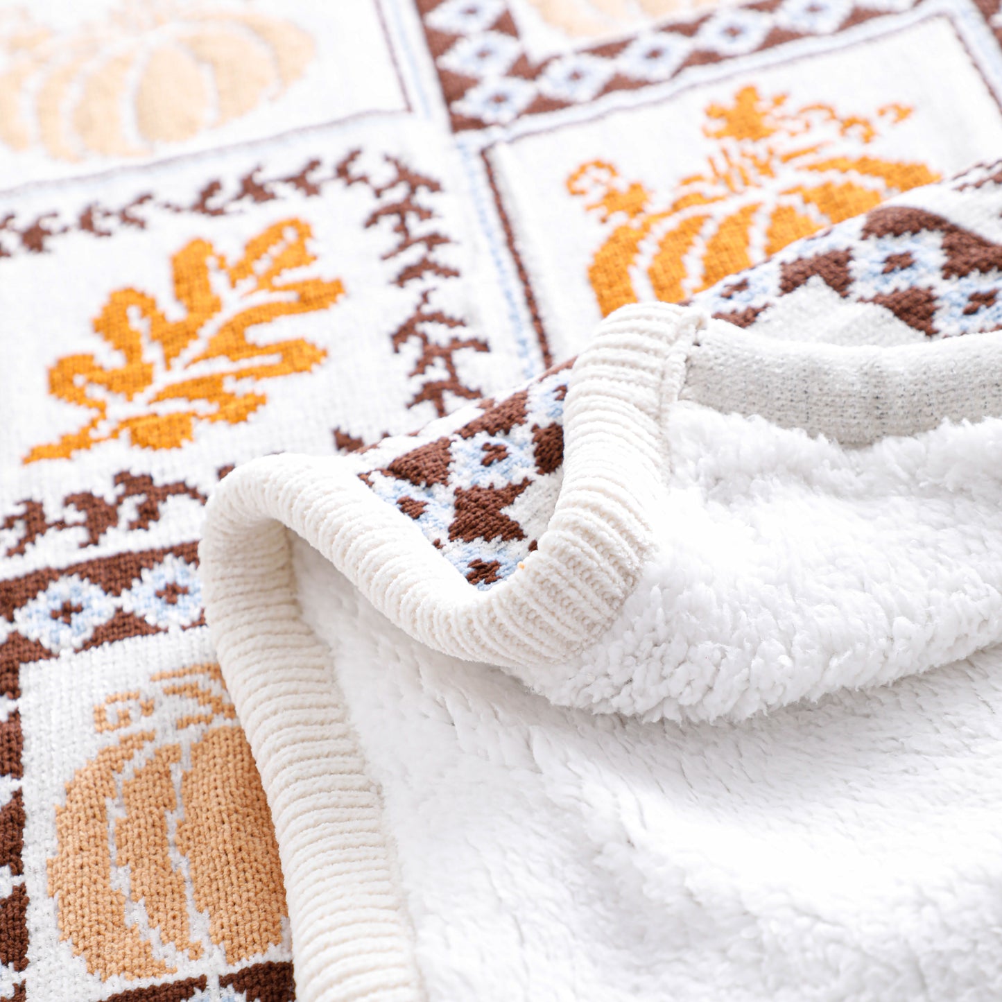 Pumpkin Chenille Sherpa Blanket
