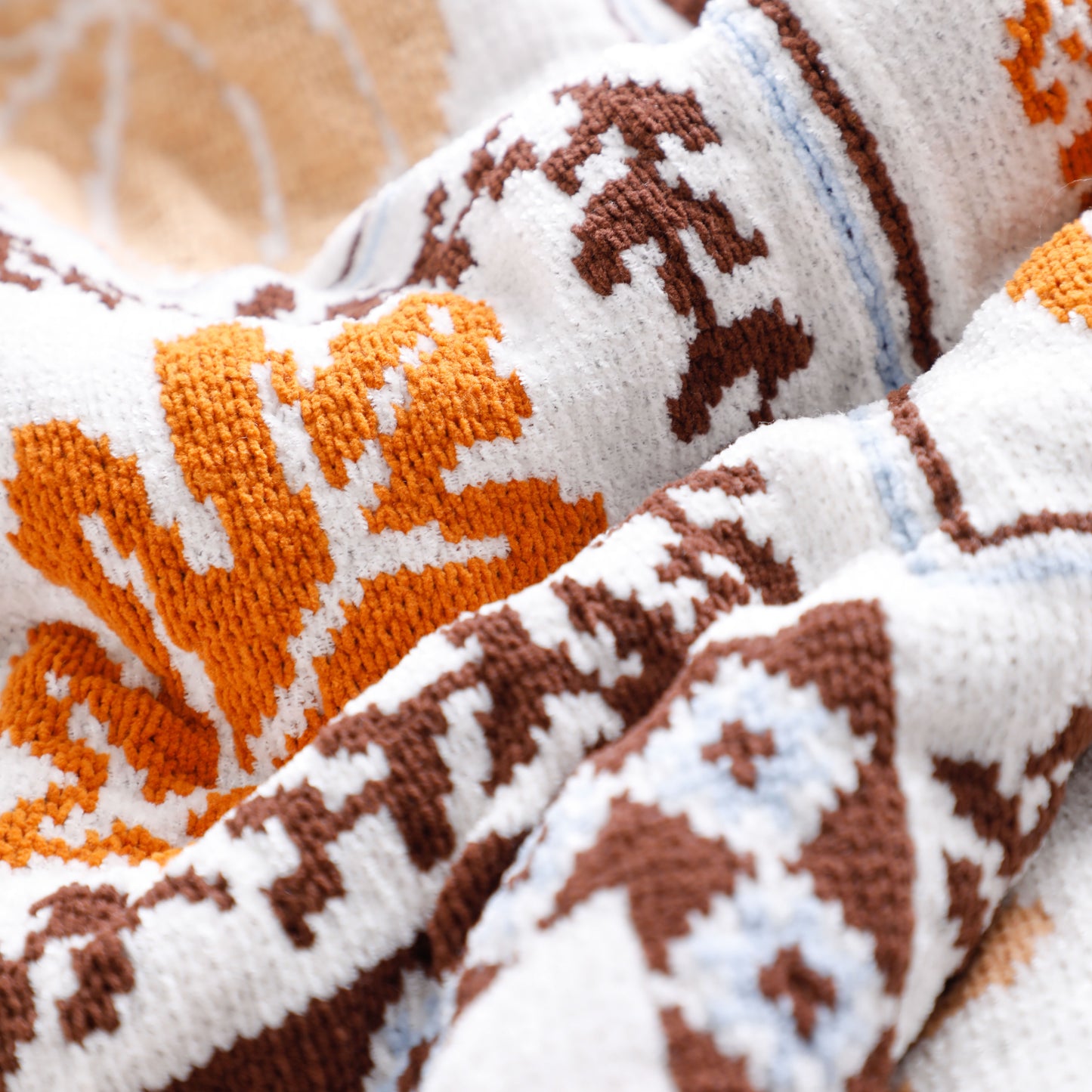 Pumpkin Chenille Sherpa Blanket