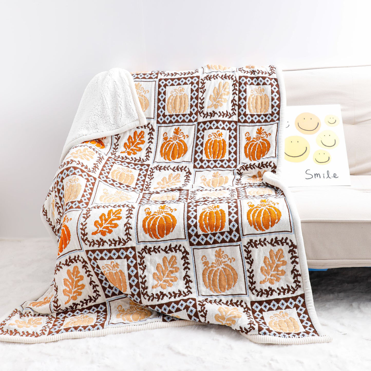 Pumpkin Chenille Sherpa Blanket