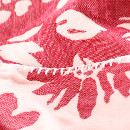 Red Flower Woven Blanket