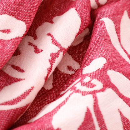 Red Flower Woven Blanket