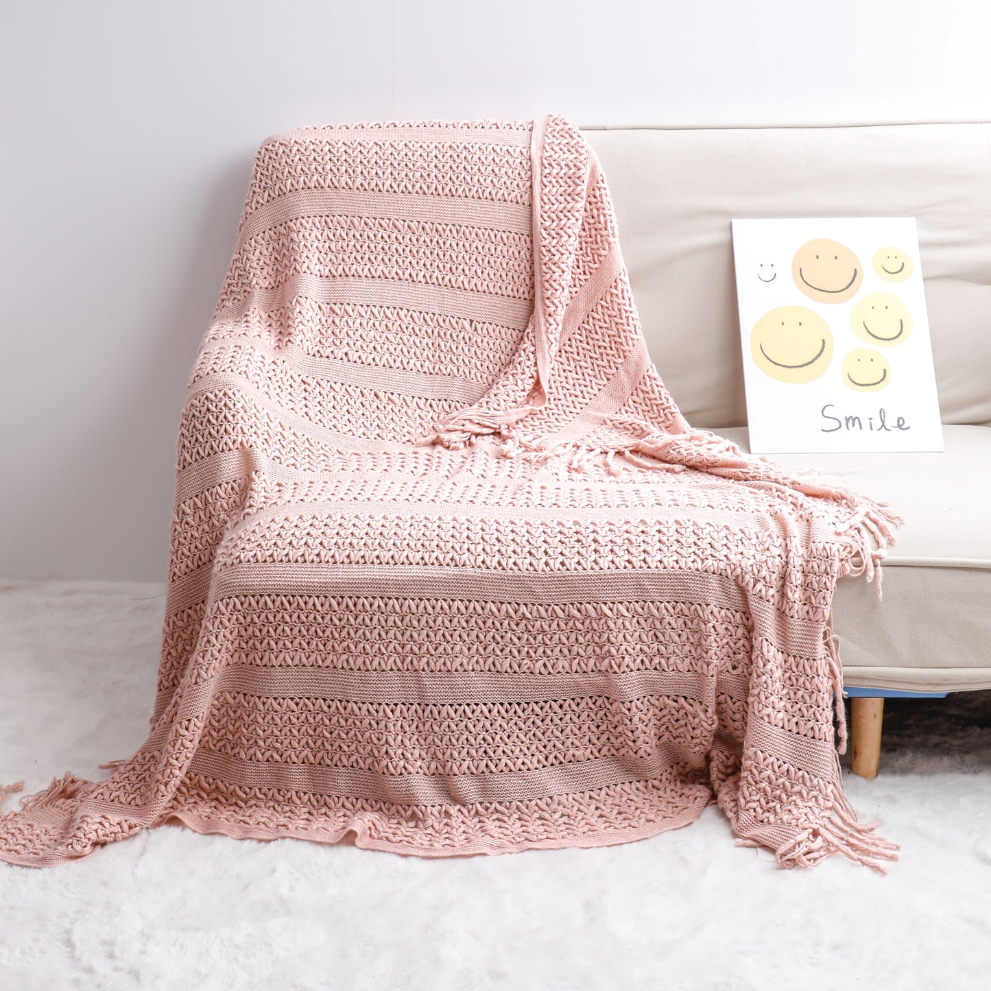 Ear Of Wheat Knitted Tassel Throw