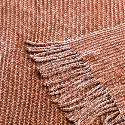 Chocolate Chenille Tassel Blanket