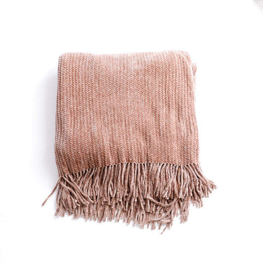 Chocolate Chenille Tassel Blanket