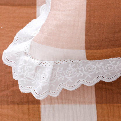 Vintage Plaid with Lace Trim Duvet cover Sets