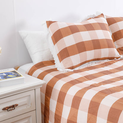 Vintage Plaid with Lace Trim Duvet cover Sets