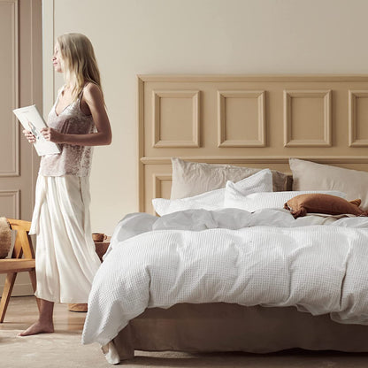 Wholesale Waffle Weave Jacquard Duvet Cover Set
