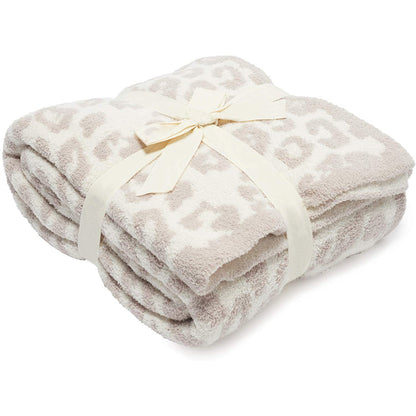 Leopard Cozy Knitted Fleece Blanket Throw