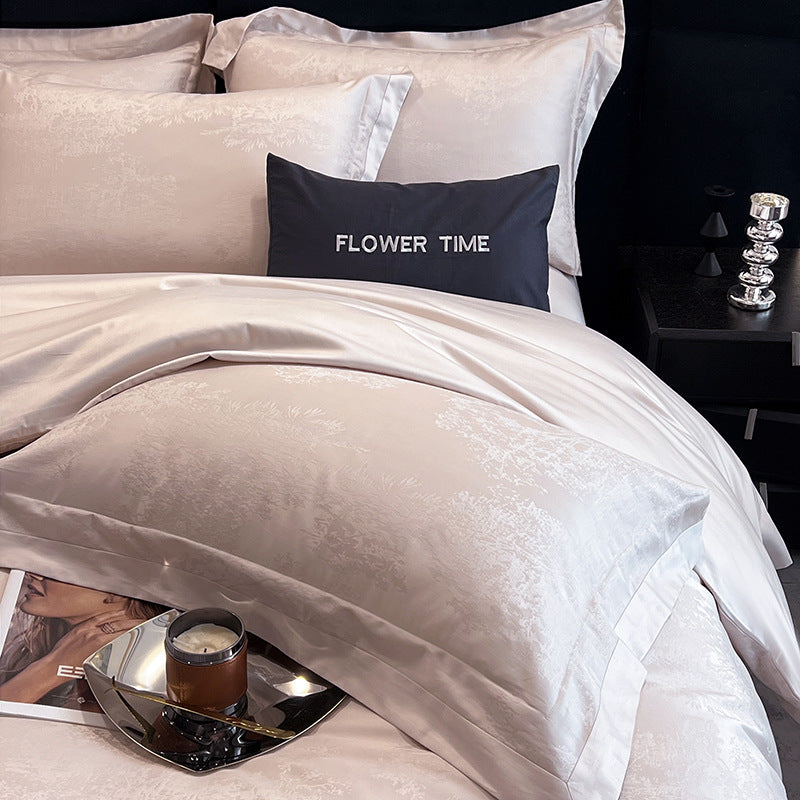 Pink Jacquard Cotton Duvet Cover Sets