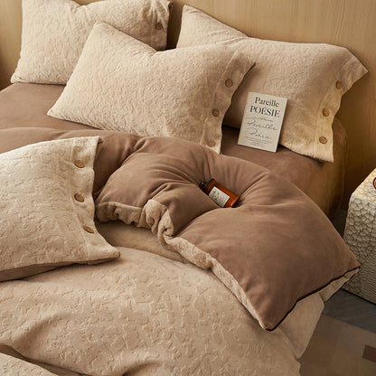 Winter Thick Milk Velvet Jacquard Duvet Cover Sets