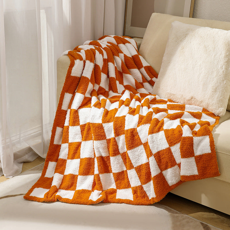 Soft Checkerboard Cozy Knitted Fleece Blankets