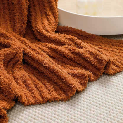 Cozy Rib Knitted Fleece Throws and Blankets