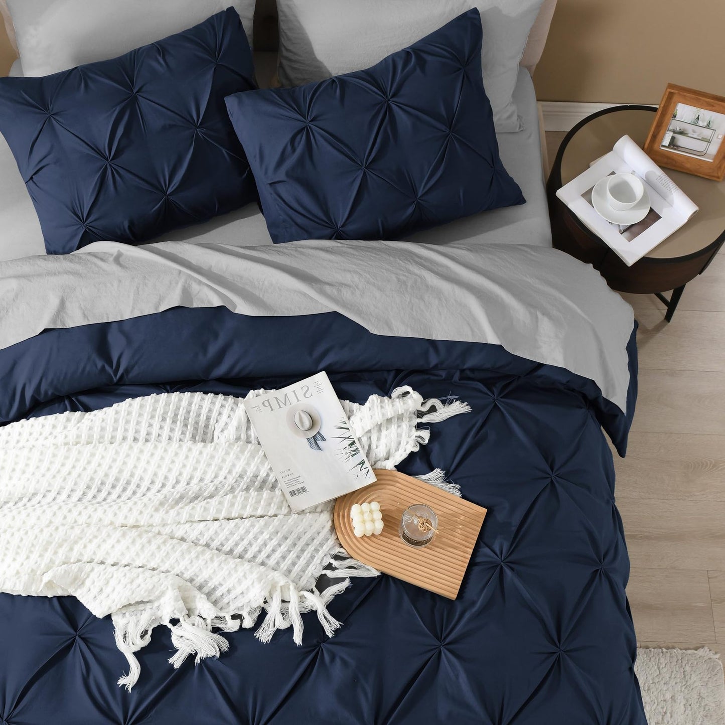 Pinch Flower Pleat Pintuck Duvet Cover Sets