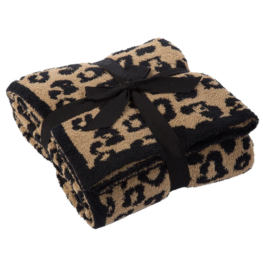 Leopard Cozy Knitted Fleece Blanket Throw