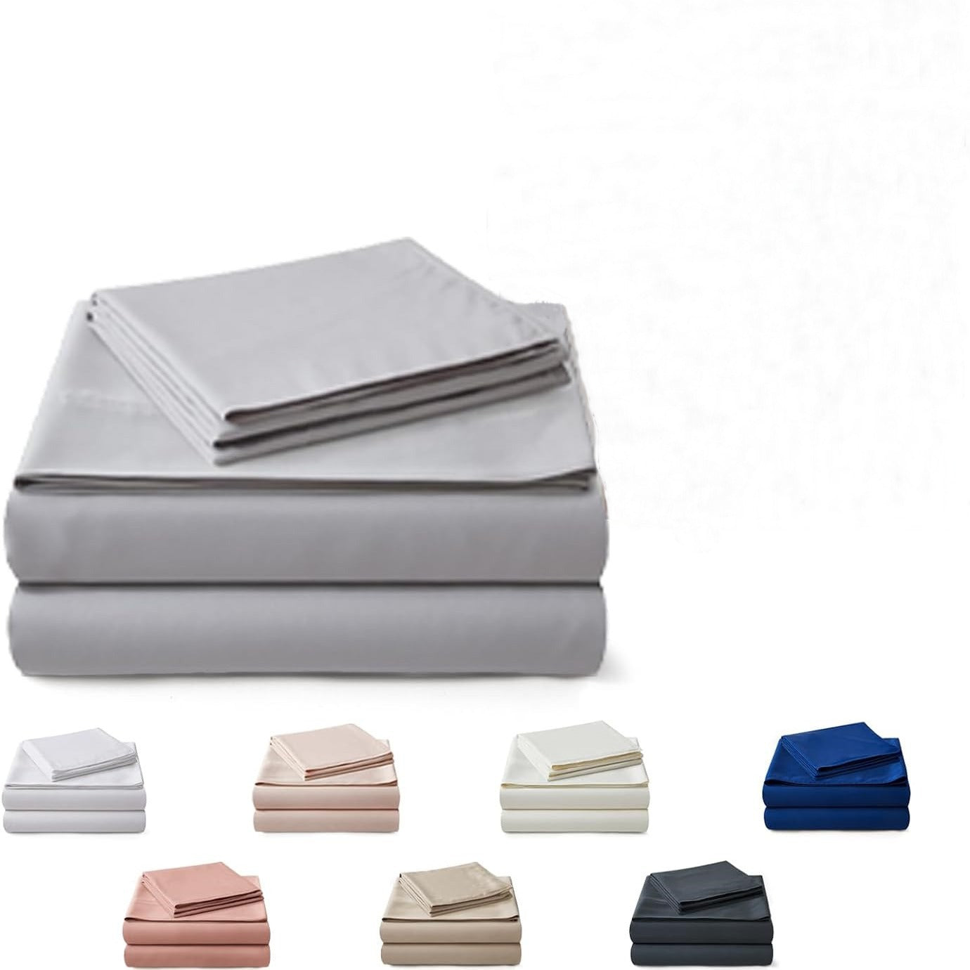 Double Stitched Grey 100% Bamboo Bed Sheet Set