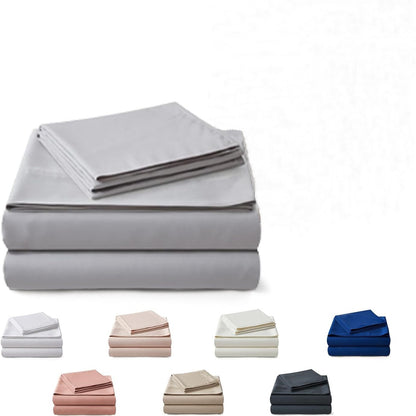 Double Stitched Grey 100% Bamboo Bed Sheet Set