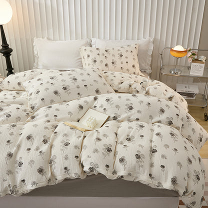 Wholesale Double-layer Wrinkled Floral Printed Comforter Sets