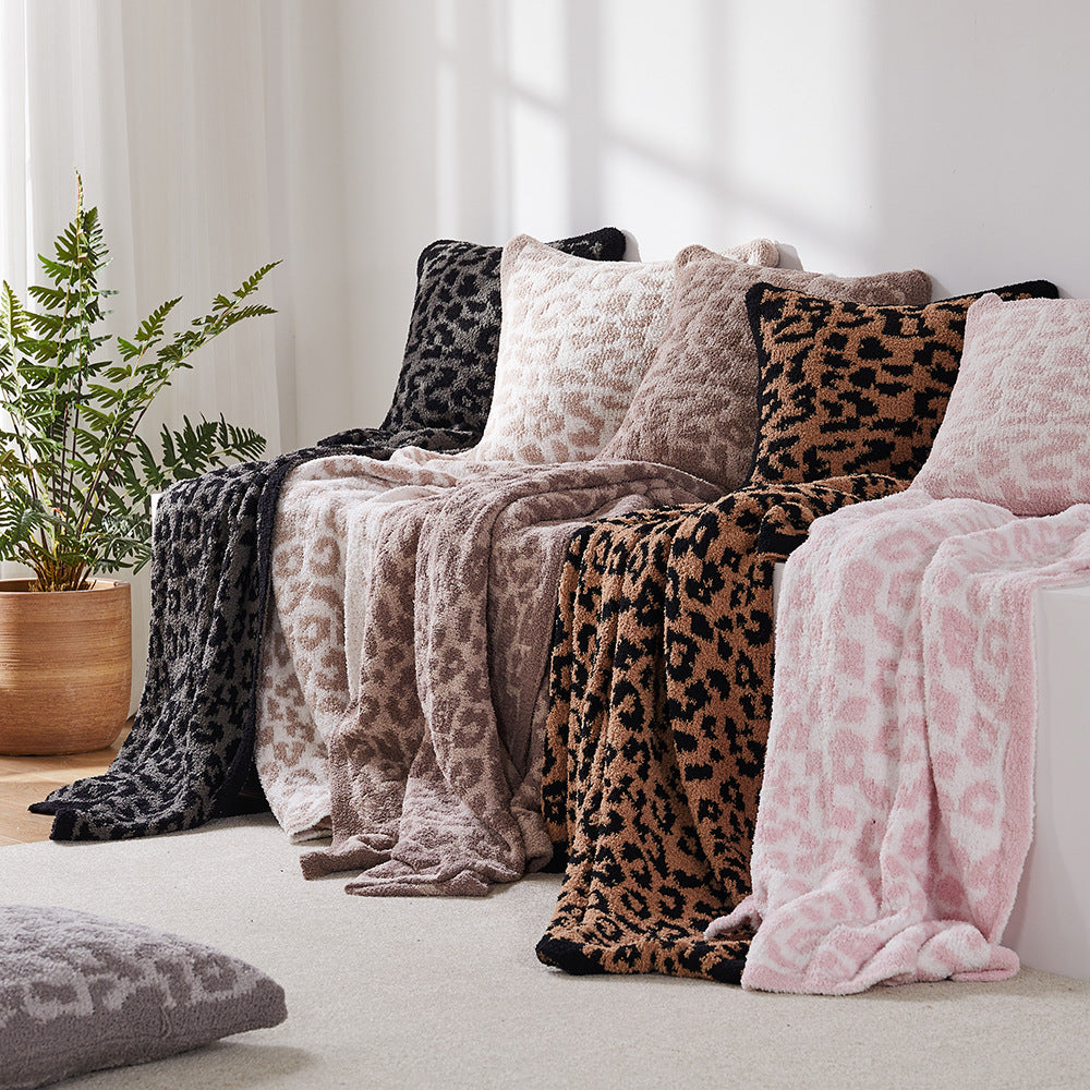 Leopard Cozy Knitted Fleece Blanket Throw