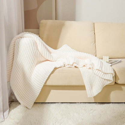 Cozy Rib Knitted Fleece Throws and Blankets