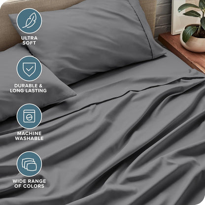 4Pcs Woven Microfiber Bed Sheet Set